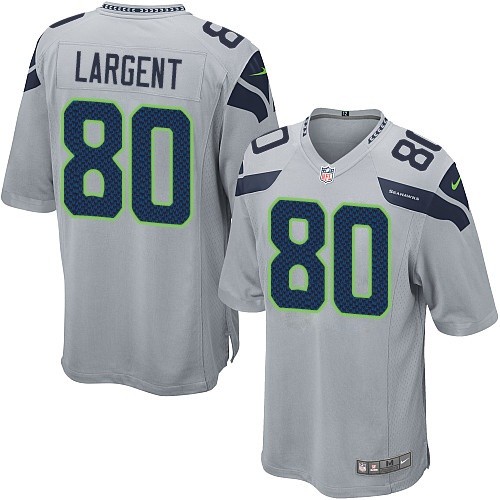 Men's Game Steve Largent Nike Jersey Grey Alternate - #80 NFL Seattle Seahawks